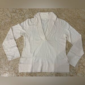 J. CREW Ivory Wool Blend V-Neck Collar Sweater S: XL